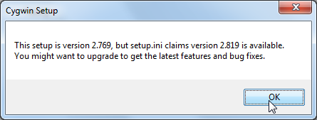 this setup is version 2.769 but setup ini claims version 2.891 is available