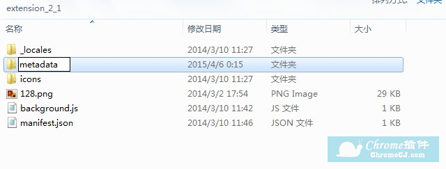 把Chrome插件文件夹中的_metadata文件夹的名字改成metadata 把Chrome插件文件夹中的_metadata文件夹的名字改成metadata